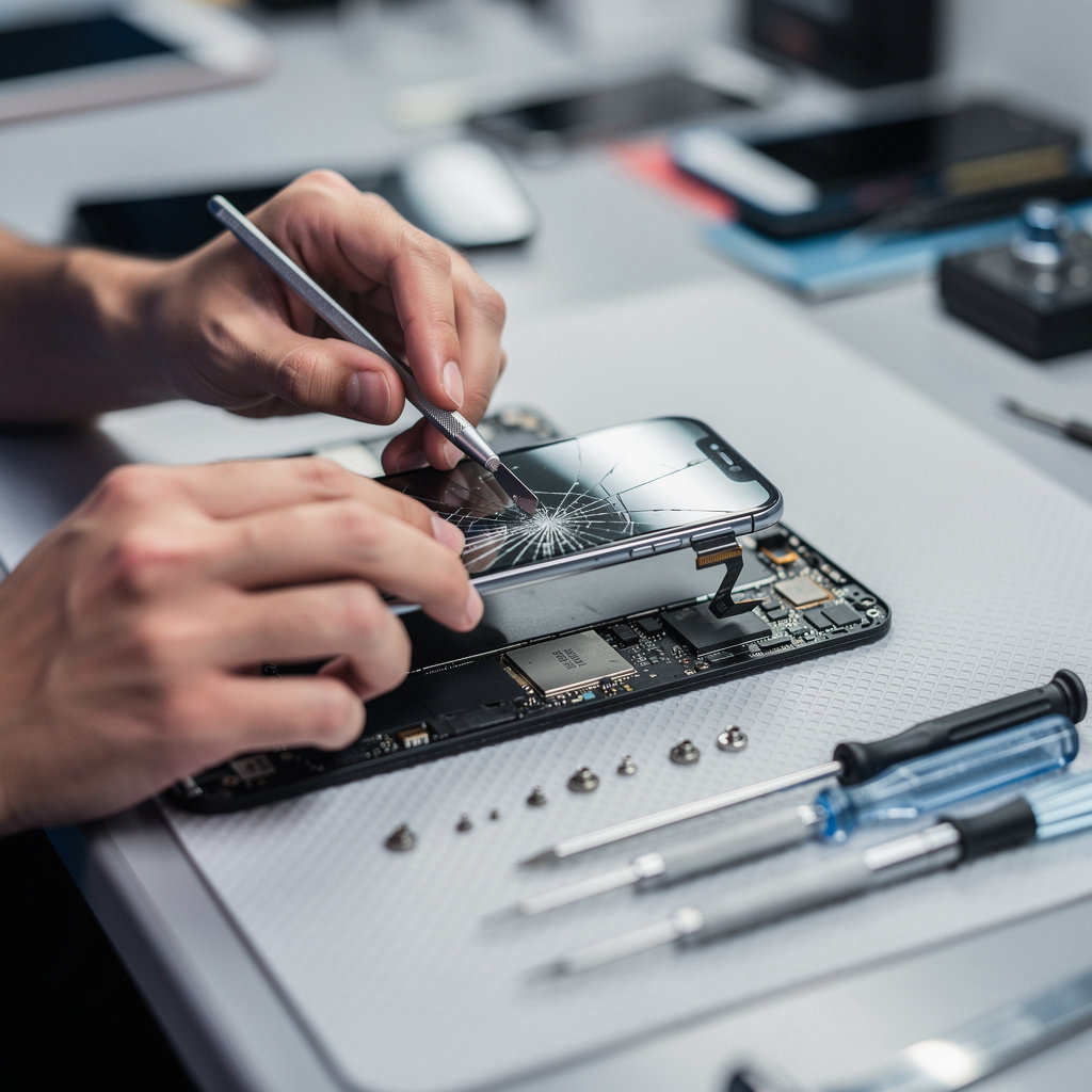 iFast Repair technician performing expert smartphone and tablet screen repair in San Diego