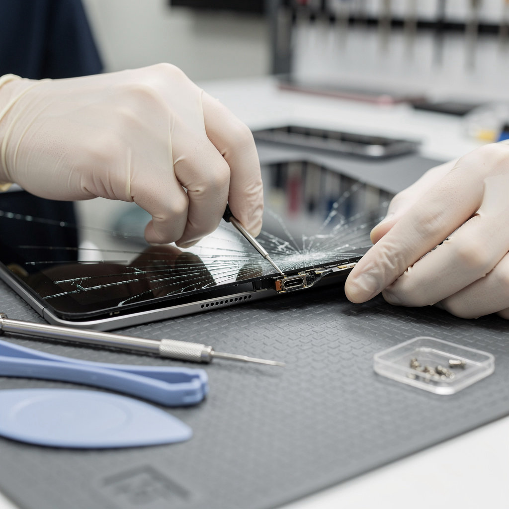 iFast Repair expert technician performing a tablet screen repair in San Diego